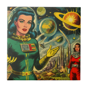 Vintage Science Fiction Woman Comics Tile