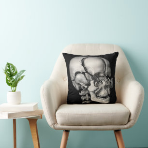 Vintage Science Human Anatomy, Antique Skull Throw Pillow