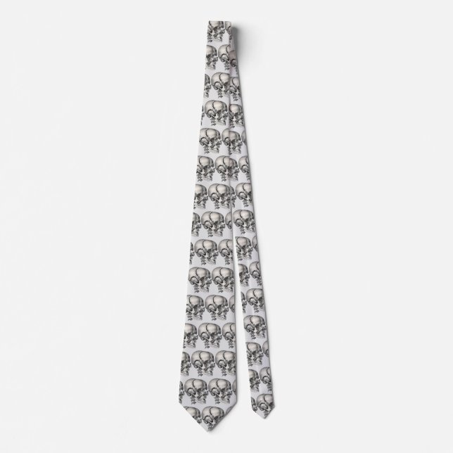 Vintage Science Human Anatomy, Antique Skull Tie (Front)
