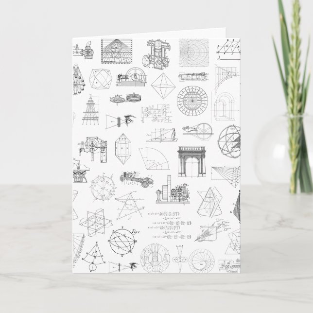 Vintage Science Illustrations Black White Pattern Card (Front)