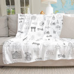 Vintage Science Illustrations Black White Pattern Fleece Blanket<br><div class="desc">Vintage black and white diagram and blueprint pattern. Image themes include science,  mathematics,  buildings and monuments,  astronomy,  and manufacturing. There is an antique car blueprint,  an old eclipse diagram,  and more.

Makes a great birthday,  Christmas,  or other holiday gift,  especially for those who love science and engineering history!</div>