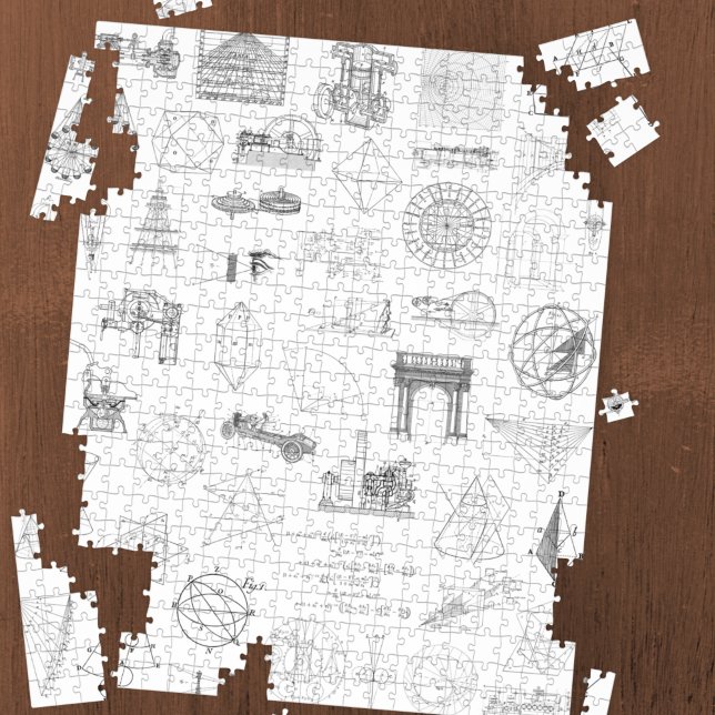 Vintage Science Illustrations Black White Pattern Jigsaw Puzzle (Creator Uploaded)