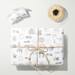 Vintage Science Illustrations Black White Pattern Wrapping Paper<br><div class="desc">Vintage black and white diagram and blueprint pattern. Image themes include science, mathematics, buildings and monuments, astronomy, and manufacturing. There is an antique car blueprint, an old eclipse diagram, and more. Makes a great addition to a birthday, Christmas, or other holiday gift, especially for those who love science and engineering...</div>