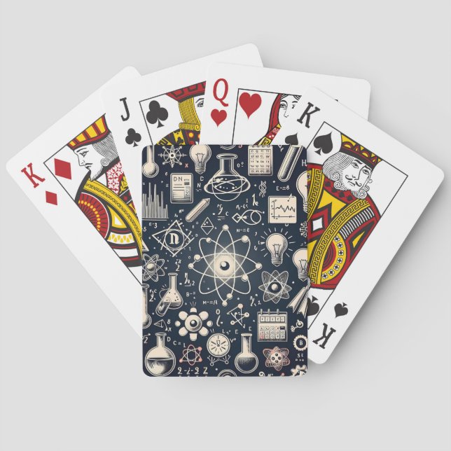 Vintage Science Pattern – Atomic & Chemistry Illus Playing Cards (Back)