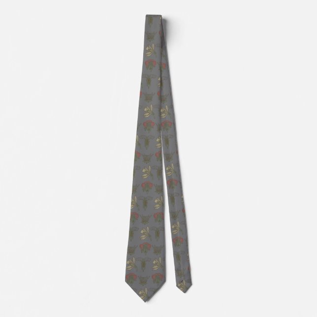 Vintage scientific flower diagrams coloured dark tie (Front)
