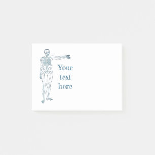 Vintage scientific skeleton personalised blue post post-it notes