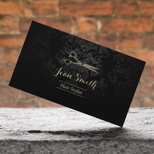 Vintage Scissor Dark Damask Hair Stylist Business Card