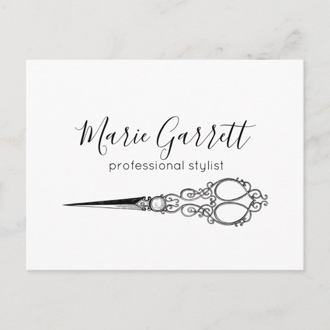 Vintage Scissors Salon Marketing Postcard (Front)