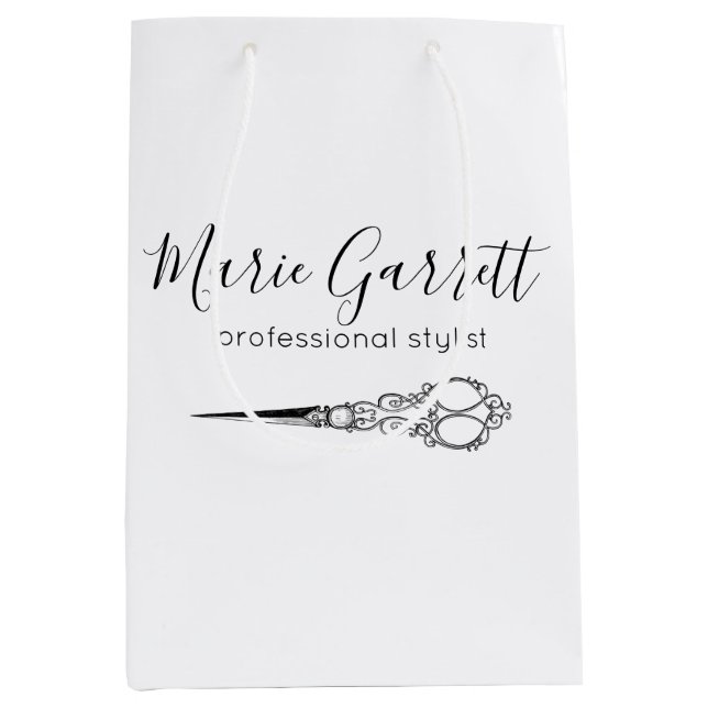 Vintage Scissors Salon Medium Gift Bag (Front)