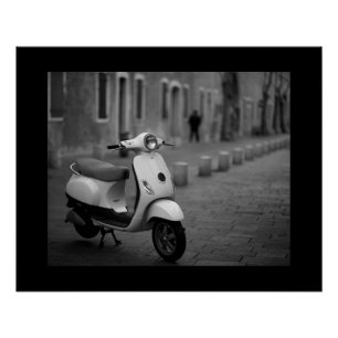 Vintage Scooter Black + White New York Poster