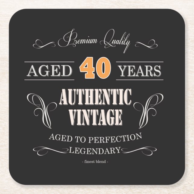 Vintage Scotch Whisky 40 Birthday Coaster (Front)