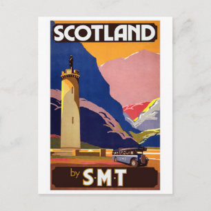 "Vintage Scotland Bus Company Travel Poster" Postcard