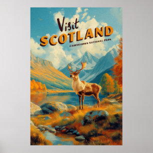 Vintage Scotland Cairngorms Reindeer Poster