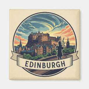Vintage Scotland Edinburgh Castle Travel Magnet