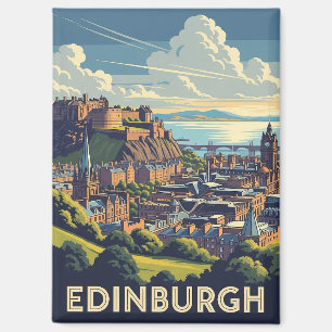 Vintage Scotland Edinburgh Castle Travel Magnet