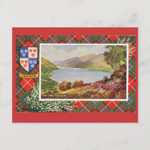 Vintage Scotland, Fraser tartan, Loch Long Postcard