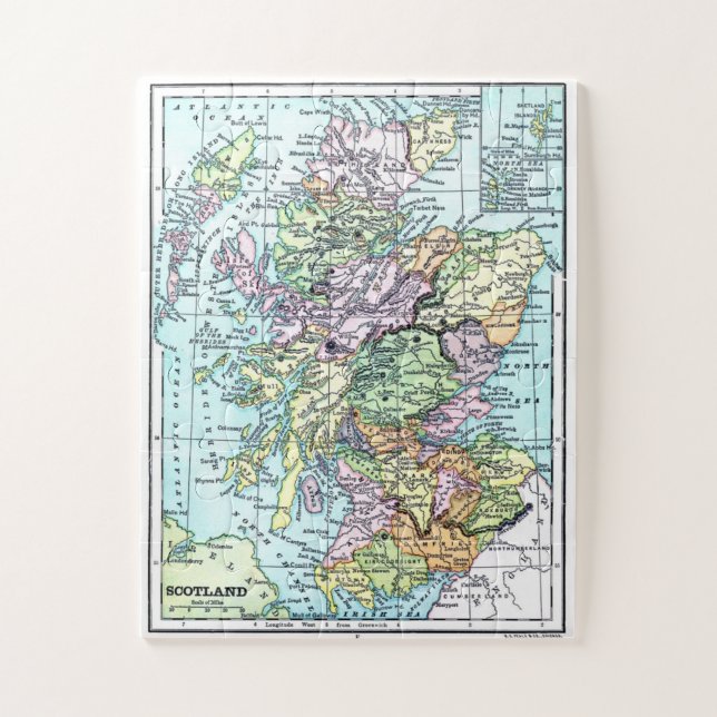 Vintage Scotland Map Jigsaw Puzzle (Vertical)