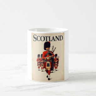 Vintage Scotland Travel - Retro Scottish Bagpiper Coffee Mug