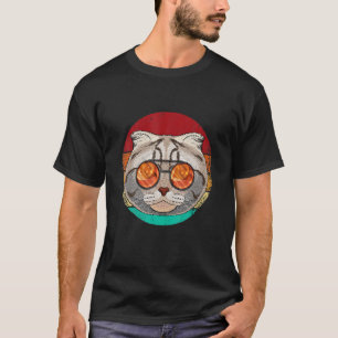 Vintage Scottish Fold Face Cat Retro Kitten Eighti T-Shirt