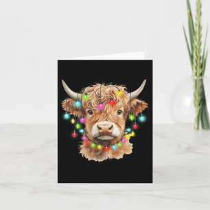 Vintage Scottish Highland Cow Animal Christmas Xma Card