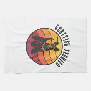 Vintage Scottish Terrier Sunse Kitchen Towel