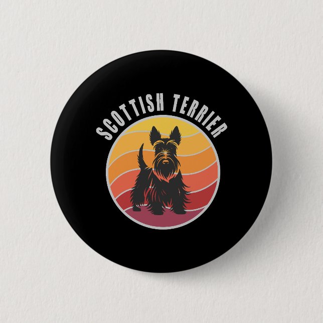 Vintage Scottish Terrier Sunset 2 Inch Round Button (Front)