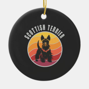 Vintage Scottish Terrier Sunset Ceramic Ornament