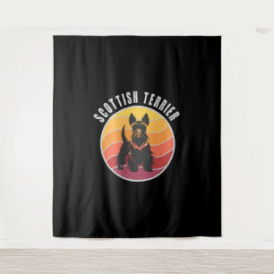 Vintage Scottish Terrier Sunset Tapestry