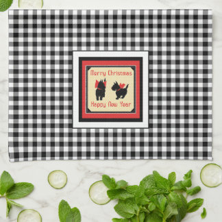 Vintage Scottish Terriers Scottie Dogs Christmas Kitchen Towel