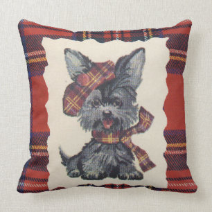 Vintage Scotty Dog Throw Pillow