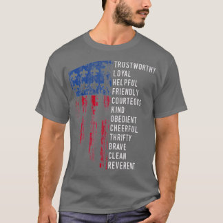 Vintage Scouting Gift US America Flag Scouting La T-Shirt