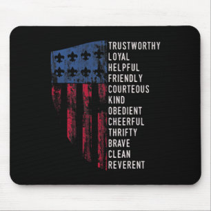Vintage Scouting Gift Us America Flag Scouting Law Mouse Pad