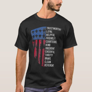 Vintage Scouting Us America Flag Scouting Law T-Shirt