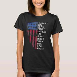 Vintage Scouting Us America Flag Scouting Law T-Shirt