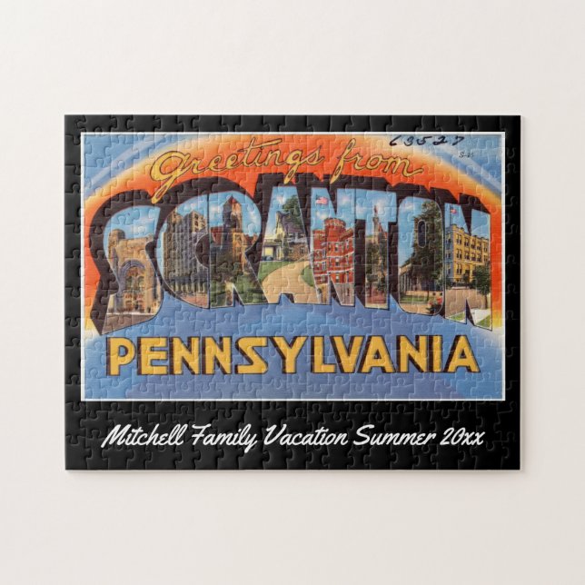 Vintage Scranton Pennsylvania Postcard Souvenir Jigsaw Puzzle (Horizontal)