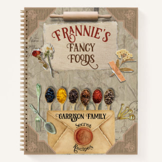 Vintage Scrapbook Charm Recipe Cookbook Notebook