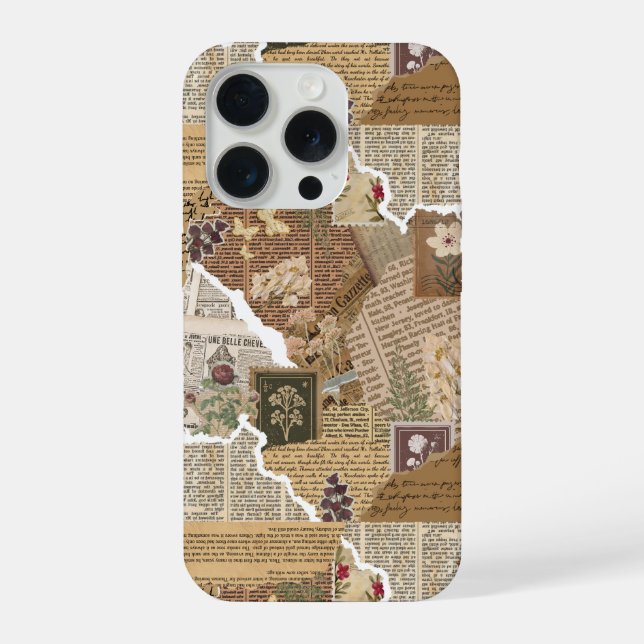Vintage Scrapbook Collage Aesthetic phone case (Back)