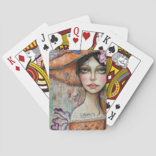 Vintage Scrapbook Collage Face (10) Playing Cards