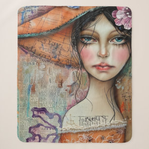 Vintage Scrapbook Collage Face (10) Sherpa Blanket
