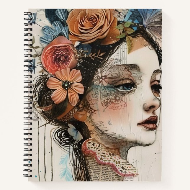 Vintage Scrapbook Collage Face (2) Notebook (Front)