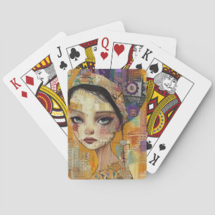 Vintage Scrapbook Collage Face (4) Playing Cards