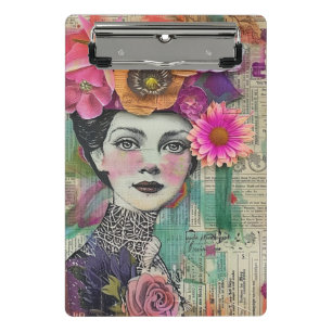Vintage Scrapbook Collage Face (5) Mini Clipboard