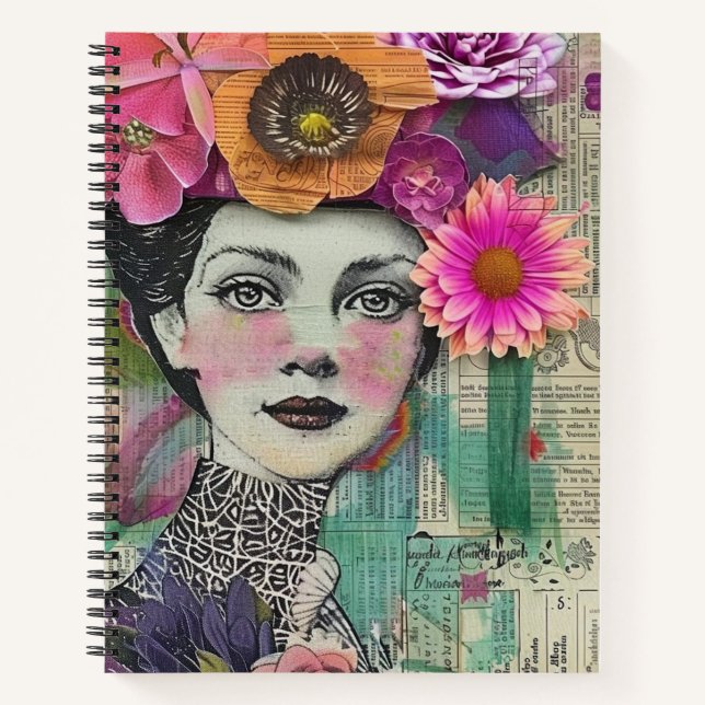 Vintage Scrapbook Collage Face (5) Notebook (Front)