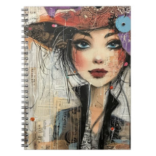 Vintage Scrapbook Collage Face (8) Notebook