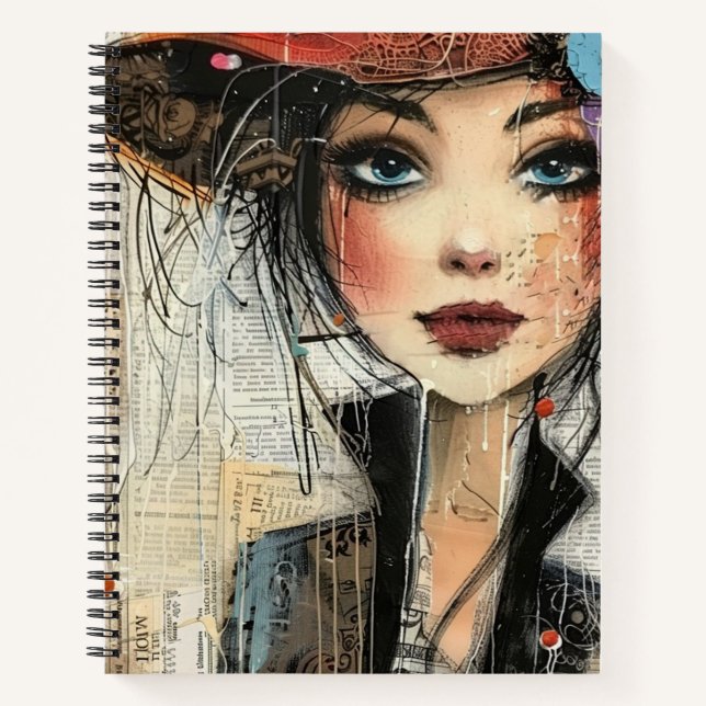 Vintage Scrapbook Collage Face (8) Notebook (Front)