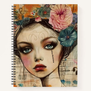 Vintage Scrapbook Collage Face (9) Notebook