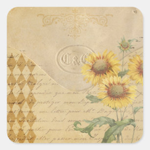 Vintage Scrapbook Embellishment Aged Envelope Square Sticker