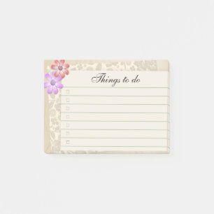 Vintage Scrapbook Floral with lines and checkbox Post-it Notes