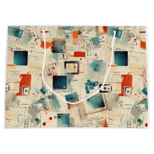 Vintage Scrapbook Pattern (3) Large Gift Bag