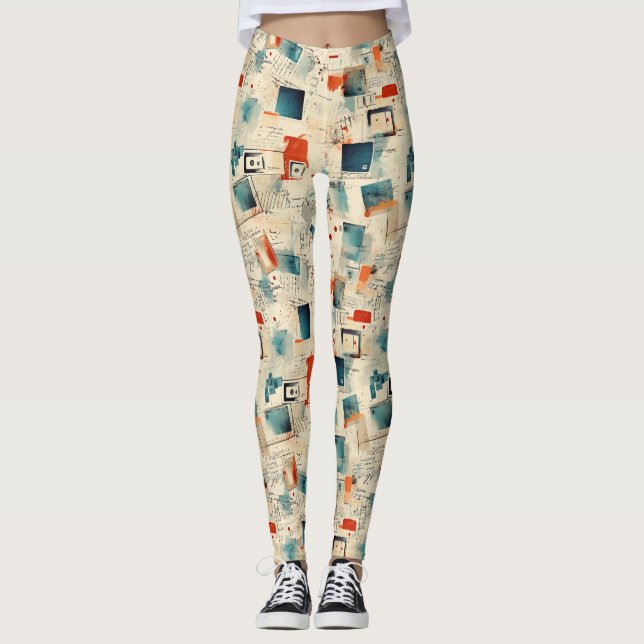 Vintage Scrapbook Pattern (3) Leggings (Front)